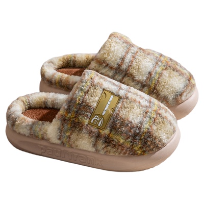 大嘴猴保暖锁温高级简约棉拖鞋