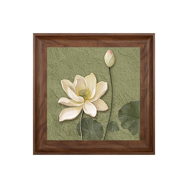 雅调diy立体石英砂肌理画荷花