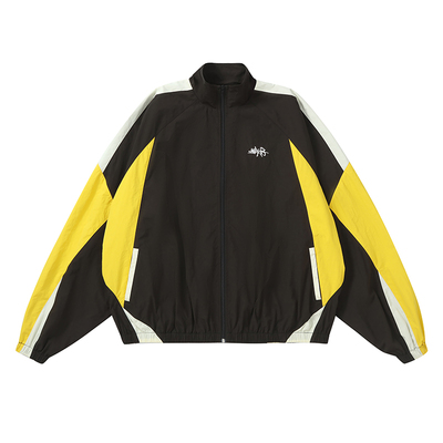 Makemore运动套装男夏新款美式刺绣复古运动风立领外套抽绳短裤女