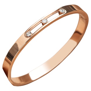 苏瑞瑞爆款会滑动的手镯锆石钛钢彩金椭圆开口小众轻奢高级感手环