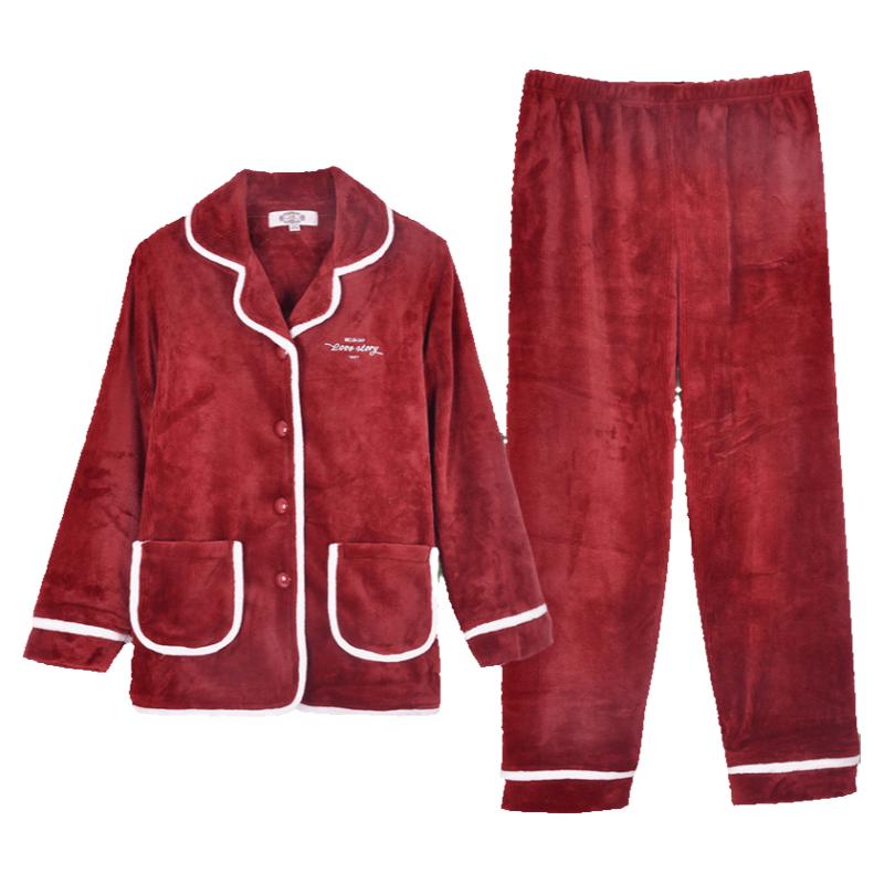 美标女士珊瑚绒保暖家居服套装