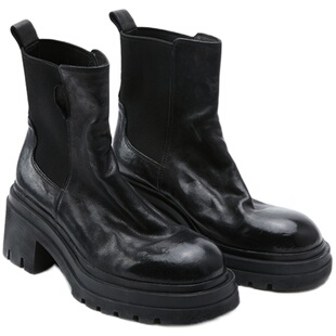 【王小毒】望山●水洗马皮切尔西靴女粗跟冬季新款真皮套筒短靴