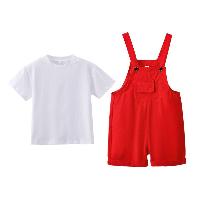 元旦儿童演出服彩色背带裤套装班服七彩多巴胺幼儿园小学生运动会