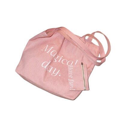 原创粉色牛仔百搭大容量托特包