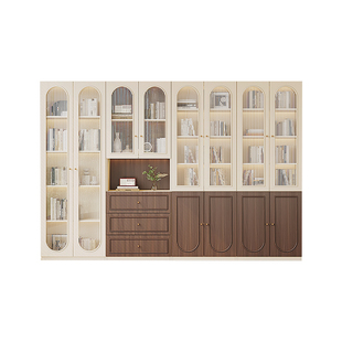 去客厅化化书柜沙发后书架玻璃收纳储物展示柜一体整墙自由组合柜