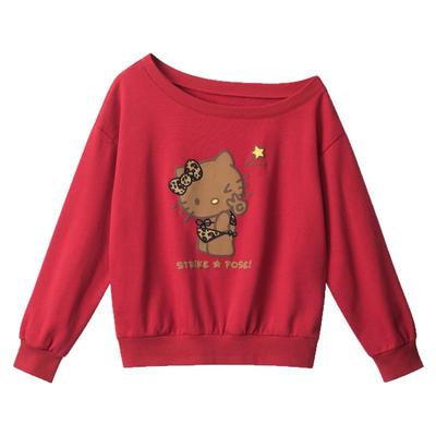 那么淘气斜肩短款宽松卫衣女BF