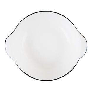 10英寸汤碗家用盛汤大号2026新款加厚碗带把手陶瓷白瓷双耳碗餐具