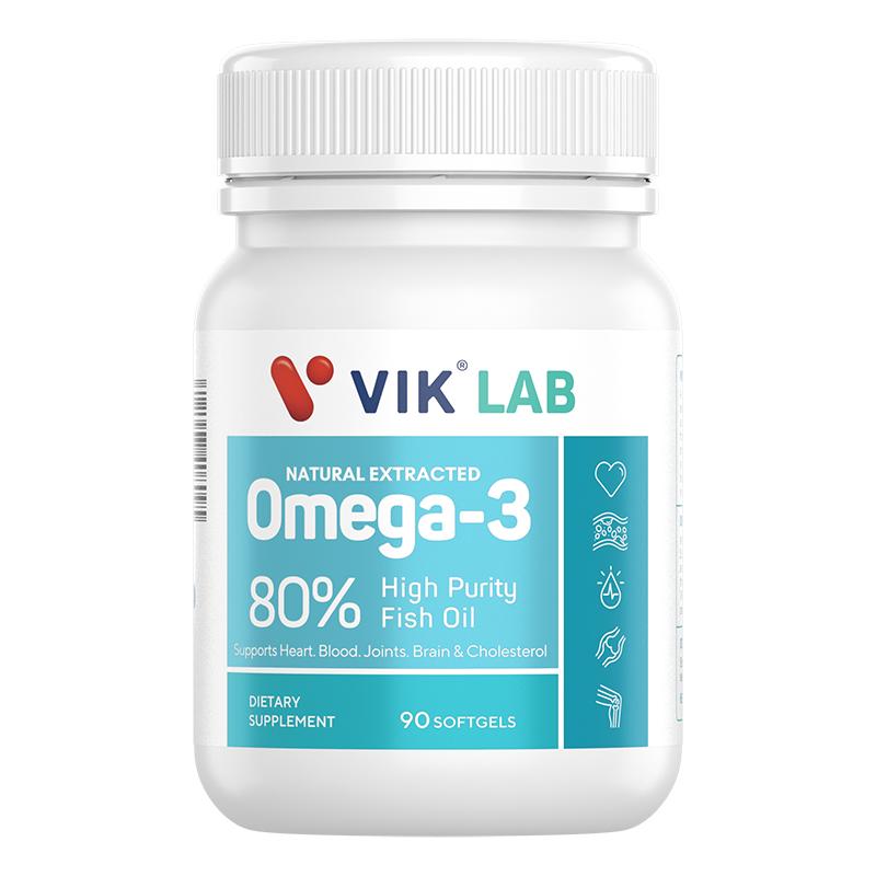 VIK进口深海鱼油高纯omega3欧米伽3鱼肝油成人保健品软胶囊90粒