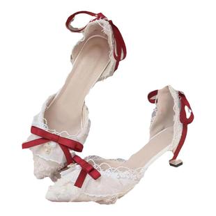 一只冲天兔奔赴花嫁lolita鞋原创尖头优雅手作lo鞋