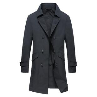 2026新款恒源祥男装秋季风衣中长款翻领双排扣商务休闲中年外套