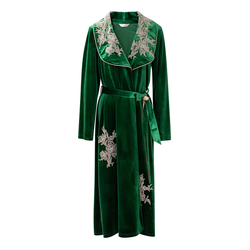 金丝绒女士复古风睡袍家居服