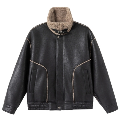 冬季羊羔毛内里皮质棉衣