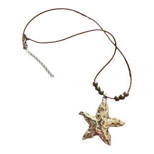 atmshop 波西米亚颗粒感海星吊坠银珠项链民族风复古个性锁骨链
