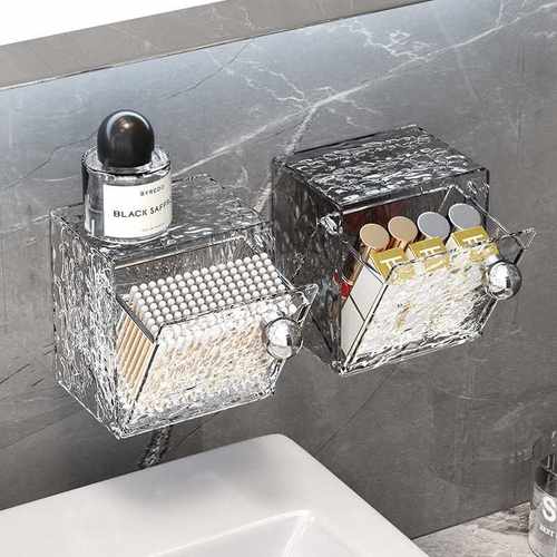 化妆棉收纳盒卫生间免打孔壁挂高奢轻颜口红棉签值纸巾盒置物架盒