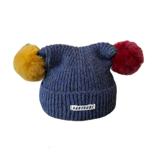 小丑儿童帽子秋冬季针织男女童触角小孩毛线帽宝宝防风保暖护耳帽