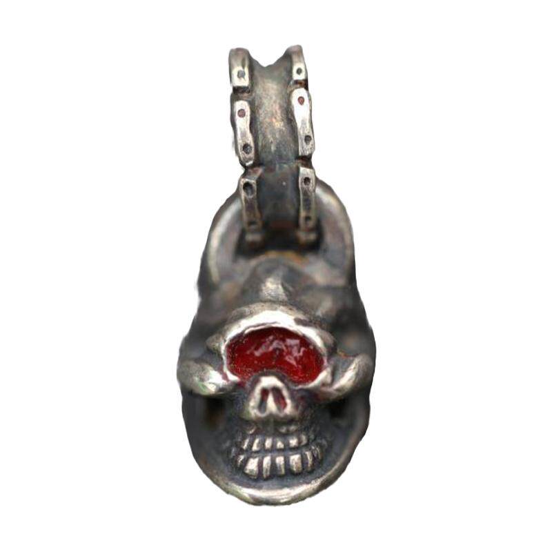 铁头的店高山隆stoporlight纯银骷髅厚重 红漆眼美式机车独眼挂坠