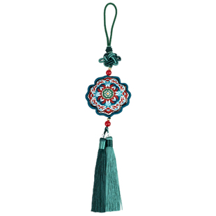 敦煌艾草刺绣香囊挂件藻井纹车挂创意民族风香包古风流苏汽车挂饰