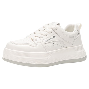 依思q厚底小白鞋女2026春季新款休闲鞋子百搭松糕小个子增高板鞋