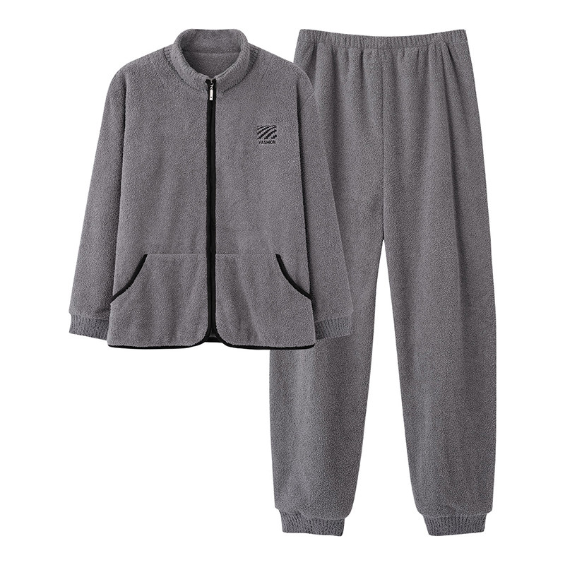 绵舒绒冬男款加厚加绒保暖家居服
