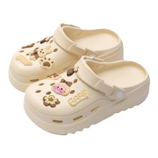 厚底豆豆鞋女款2025新款夏季外穿软底防滑防臭孕妇洞洞鞋女士凉鞋