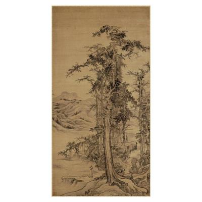 李成寒林高士图挂画装饰画临摹