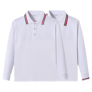 中小学生长袖Polo衫校服套装男女童英伦学院红白条纯色春秋校服