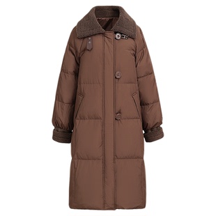 中长款羽绒服女2025冬季新款欧货高端洋气羊羔毛翻领加厚外套