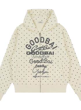 GOODBAI 宽松组合logo印花波点连帽拉链卫衣夹克