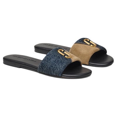 【新品】MARC JACOBS/莫杰 MJ 牛皮织物时尚休闲平底拖鞋