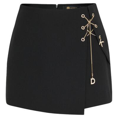 kodice女黑色孔眼拉链A字短裙