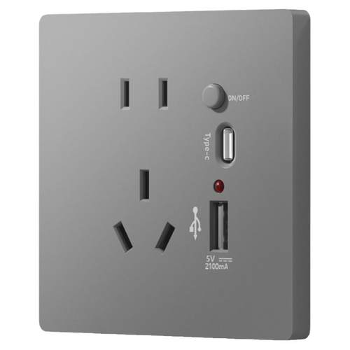 国际电工86型type-c开关插座PD快充usb五孔床头手机充电插座面板