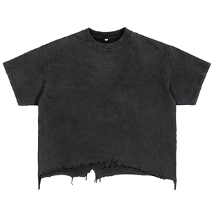 FIVE MEN痞帅vintage风短袖t恤男夏季短款宽松短上衣男士短袖T恤