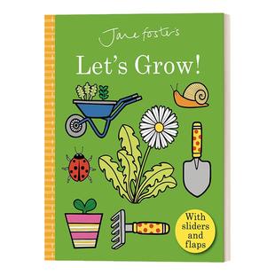 植物自然绘本 Jane Foster Let‘’s Grow 一起来种植 低幼儿童启蒙推拉操作书 美育启蒙儿童绘本 故事图画书英文原版 又日新
