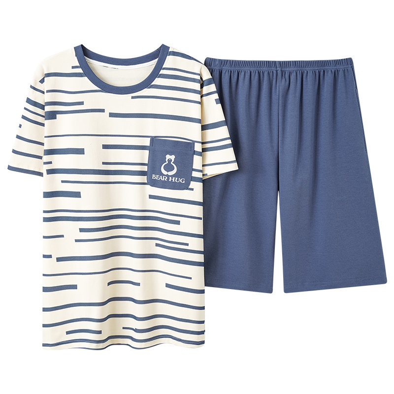 男大码宽松休闲短袖家居服套装