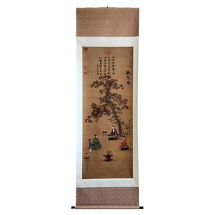 宋徽宗赵佶听琴图 真正1:1手工内府式绫装裱立轴国画收藏临摹挂画