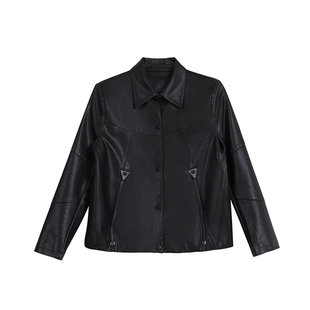 恒源祥妈妈春装皮衣外套短款中年妇女小个子上衣中老年春秋皮夹克