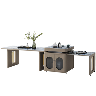 诚骏岛台加餐桌一体可分离移动旋转导台家用厨房轻奢岩板抽拉倒台