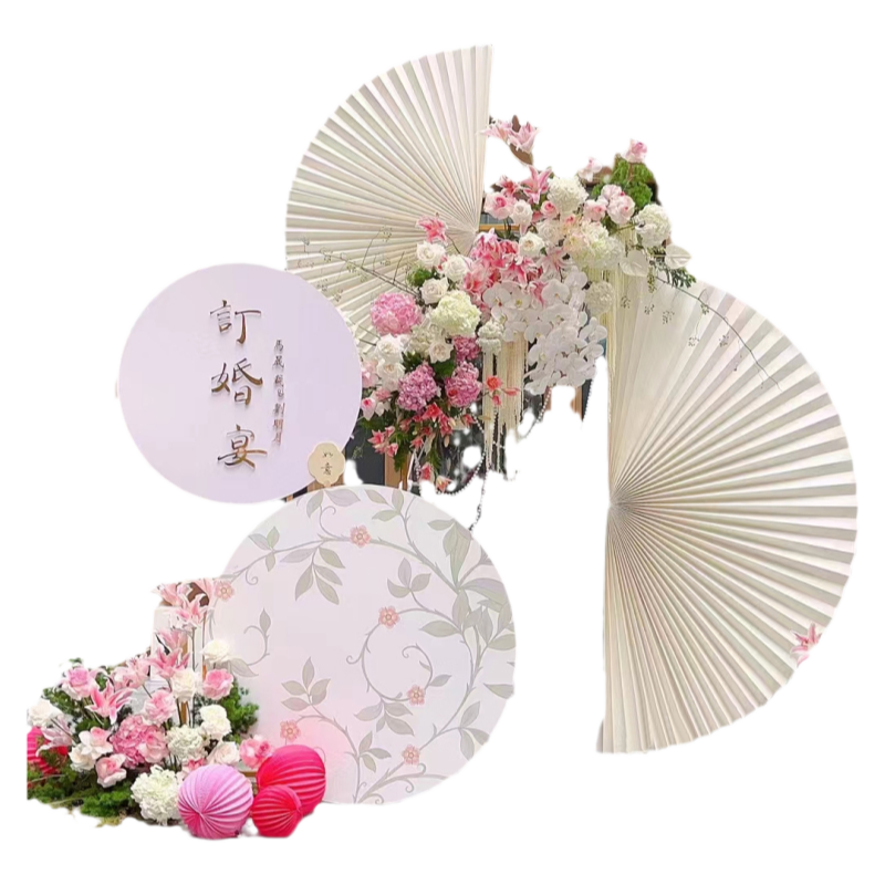 婚庆折纸扇订婚舞台背景布置超大型折扇新中式婚礼现场装饰纸扇花