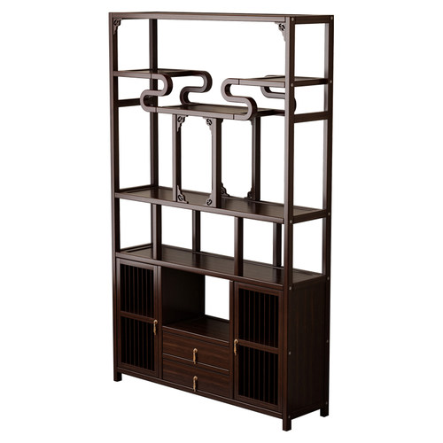 新中式博古现代架简约茶叶茶具收纳柜茶室办公室茶柜非实木置物架