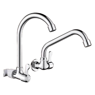 全铜入墙式单冷面盆水龙头家用卫生间厨房洗菜盆万向旋转防溅水