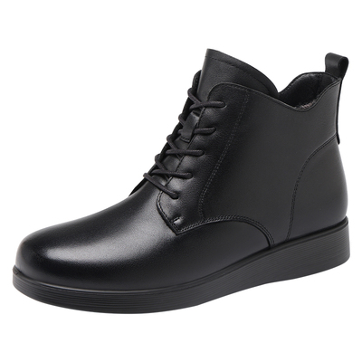 红蜻蜓靴子女短靴真皮加绒加厚