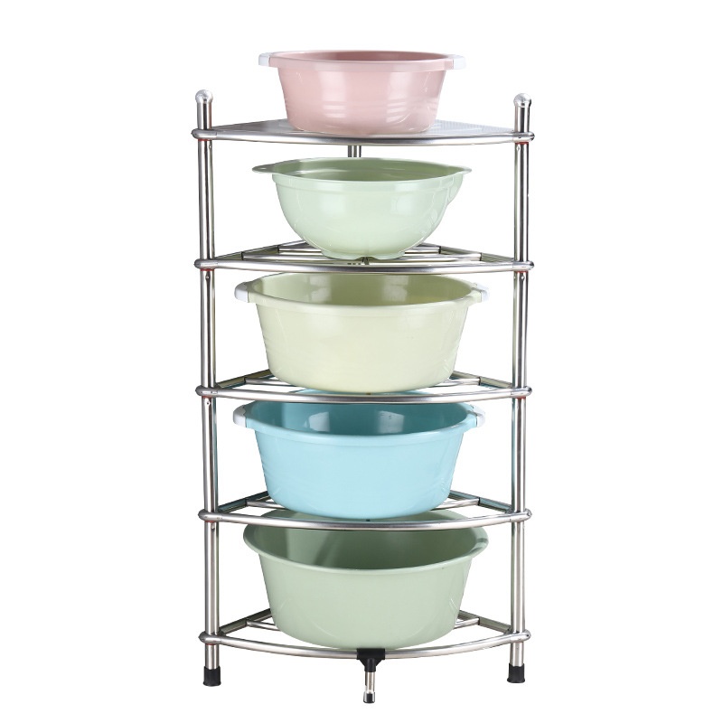 多层不锈钢三角形脸盆架落地放盆架脸盆收纳架子浴室置物架收纳架