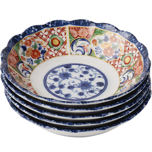 波佐见烧盘子日本进口古伊万里圆盘贴花日式餐具家用复古陶瓷菜盘