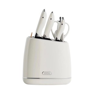 OOU白色德国钢材不锈钢刀具套装厨房厨具菜刀家用切菜板砧板刀架
