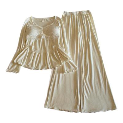 双面绒睡衣女春秋冬带胸垫家居服