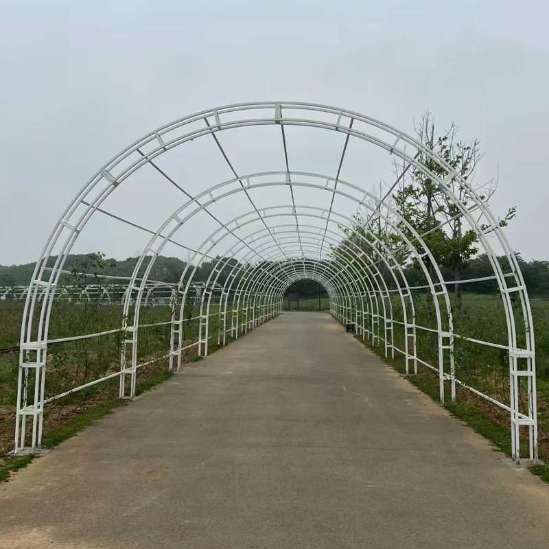 铁艺爬藤拱门户外长廊弧形桁架圆形桁架半圆风车拱门鲜花插花支架