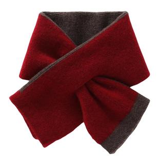 好看好看！优质山羊绒围巾女冬季短款保暖护颈百搭拼色穿孔小围脖