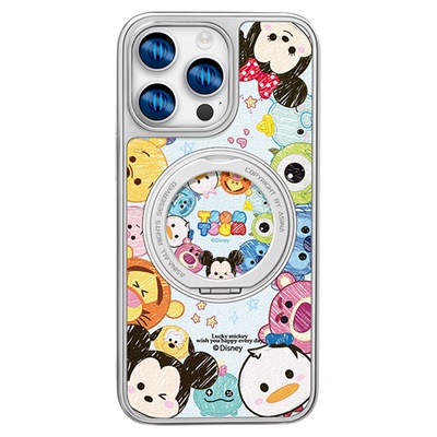 奇奇团子圈适用苹果17Promax手机壳新款旋转磁吸带支架iPhone16Pro保护套支点ip15迪士尼可爱13pm全包仿皮14