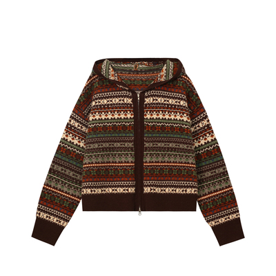 秋冬美式慵懒提花高级感连帽毛衣