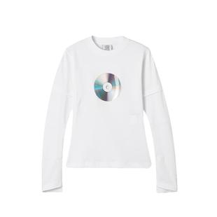 IT VETEMENTS女装合身长袖T恤新款光盘图案装饰圆领上衣LS770WXP